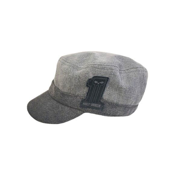 Harley Davidson Womens Cadet Hat Gray Motorcycles Sz L Patch Logo Short Brim Cap - Picture 5 of 10